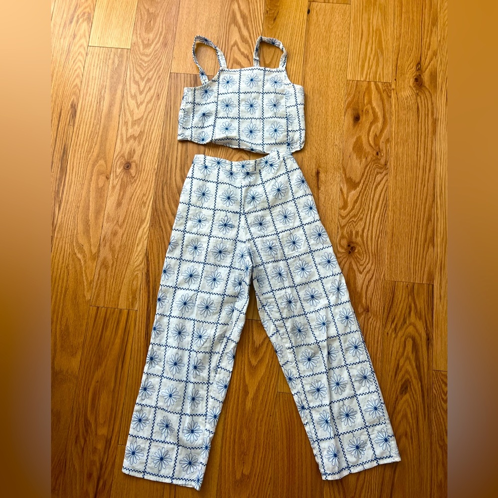 ZARA KIDS MATCHING SET WHITE/BLUE SIZE 13-14